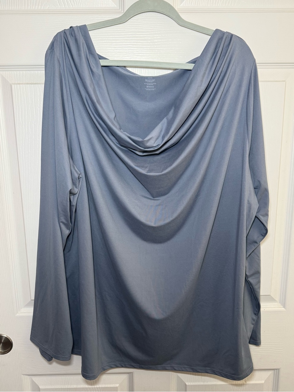 girlfriend collective Slate Blue Draped Cowl Long-Sleeve Top 6XL NWT